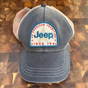 Jeep Trucker Hat American Tradition Patch Gray Mesh Baseball Cap